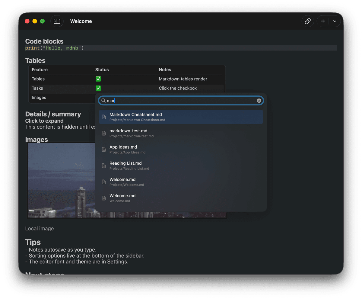 mdnb search interface